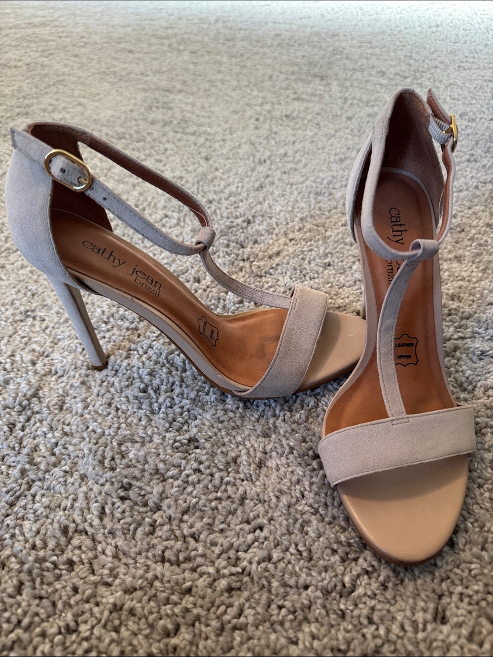 Cathy Jean Nude T-Strap Stiletto Sandals